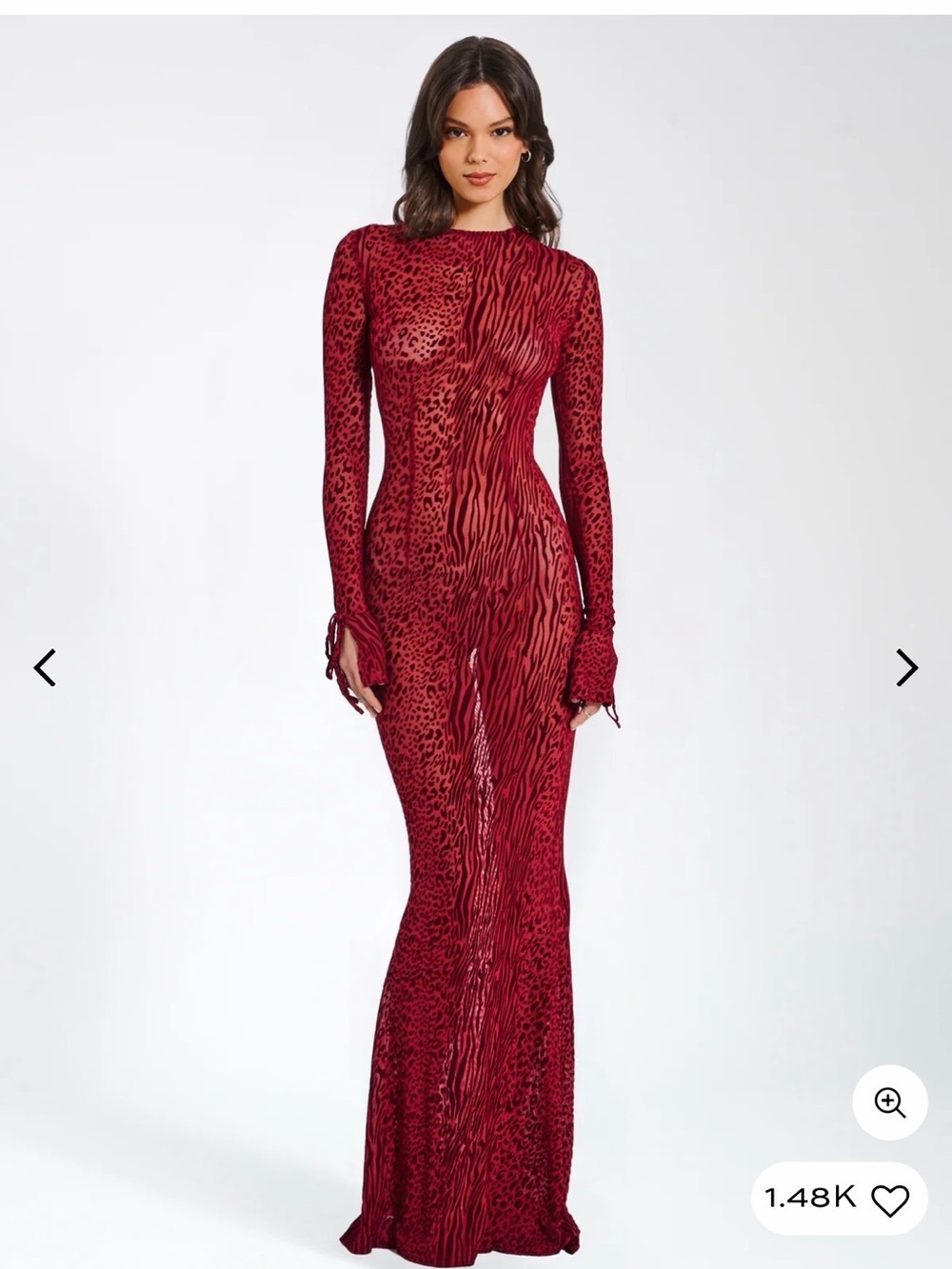 Waylynn Burnout Velvet Detail Mesh Backless Maxi Dress